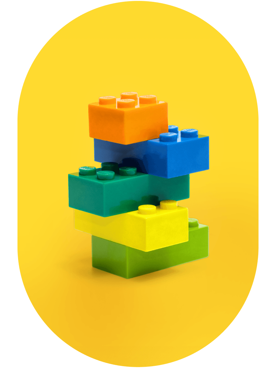 LEGOs in yellow background